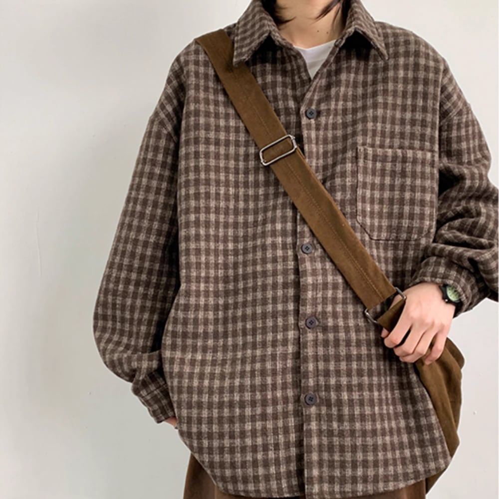 Gingham check flannel shirt HL2304