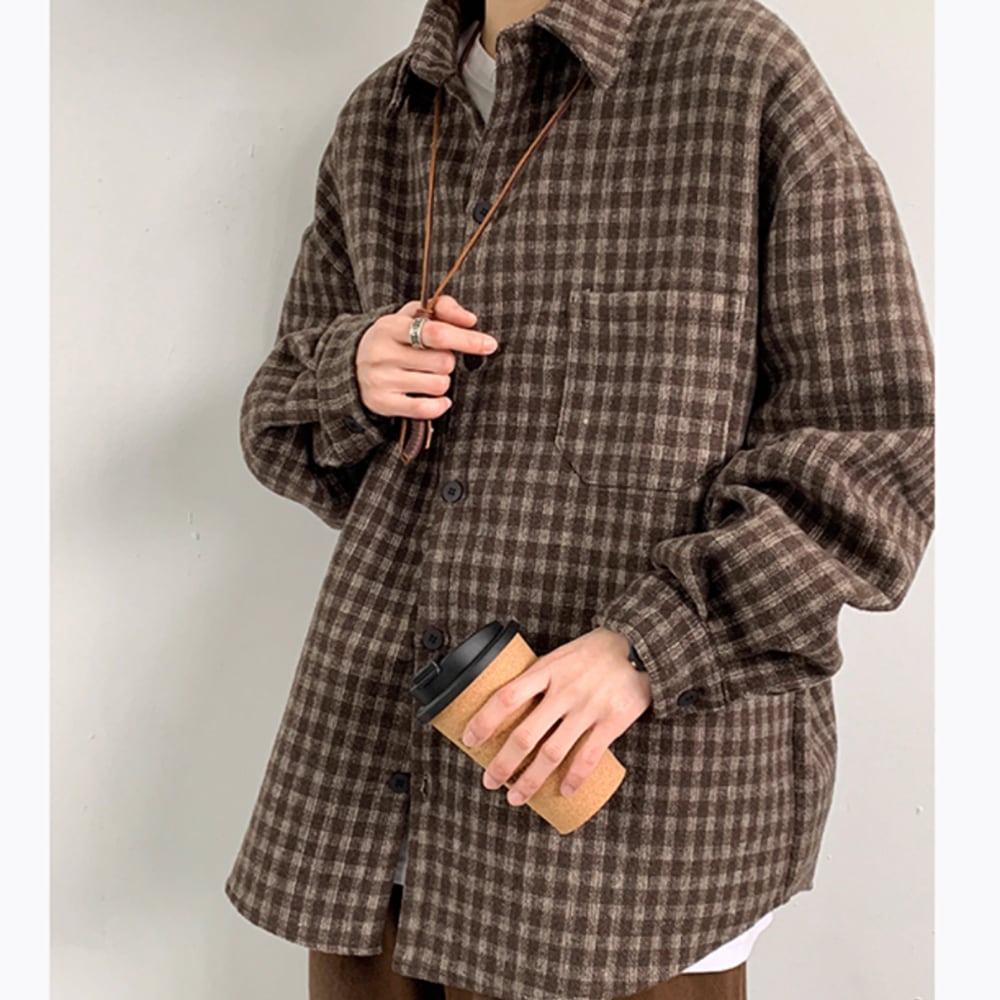 Gingham check flannel shirt HL2304