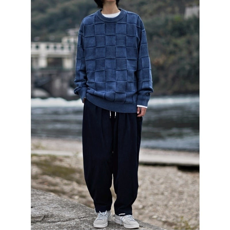 Block check knit tops HL2208