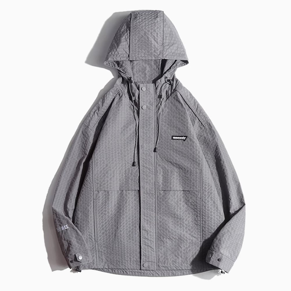 Check pattern hooded jacket HL2386