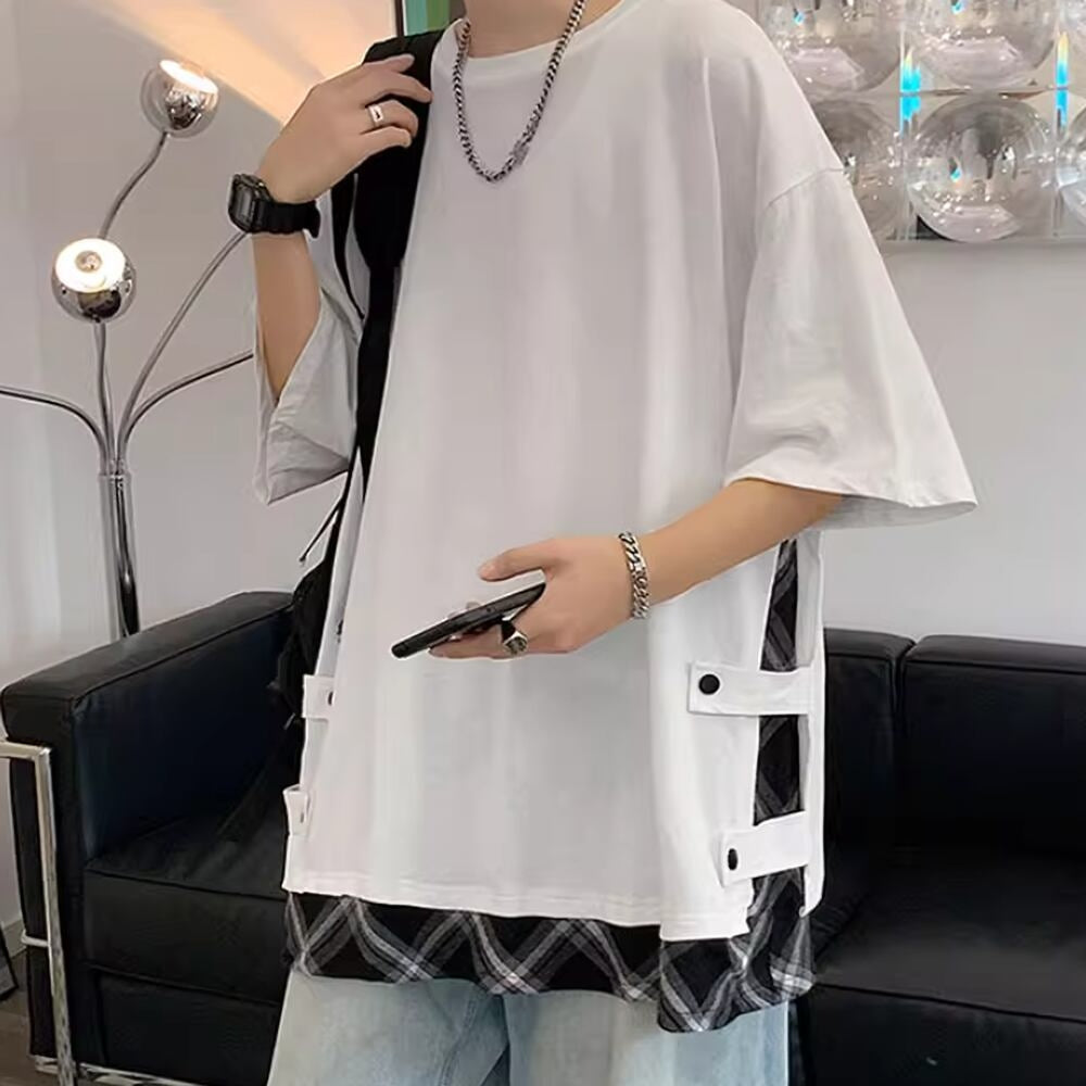 Fake layered short sleeve tops HL2483
