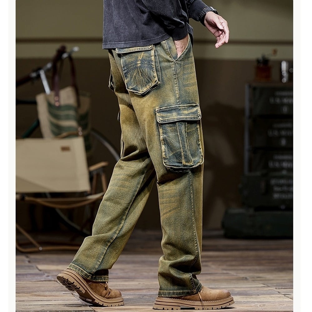 Multi-pocket straight denim jeans HL2443