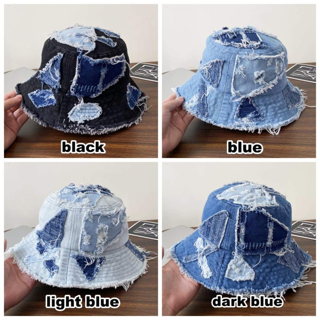 Patchwork denim hat D0051