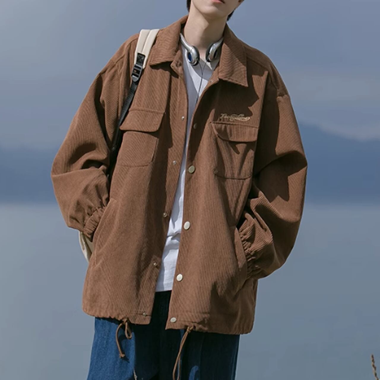 Corduroy loose jacket HL1848