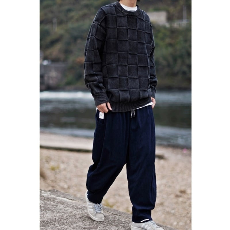 Block check knit tops HL2208