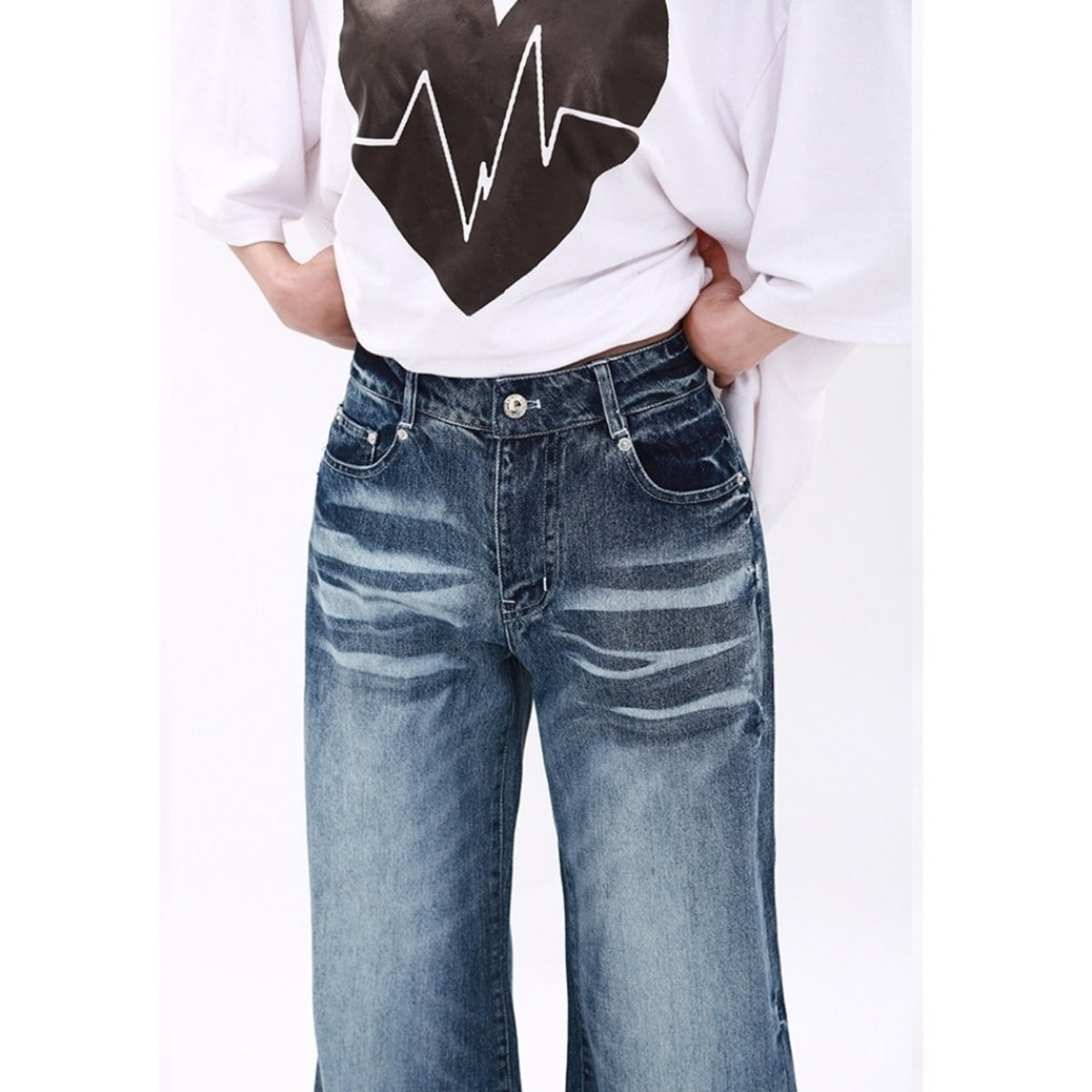 Wide-leg flare denim jeans D0252