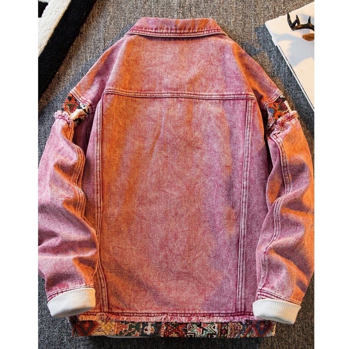 Ethnic-style denim jacket D0297