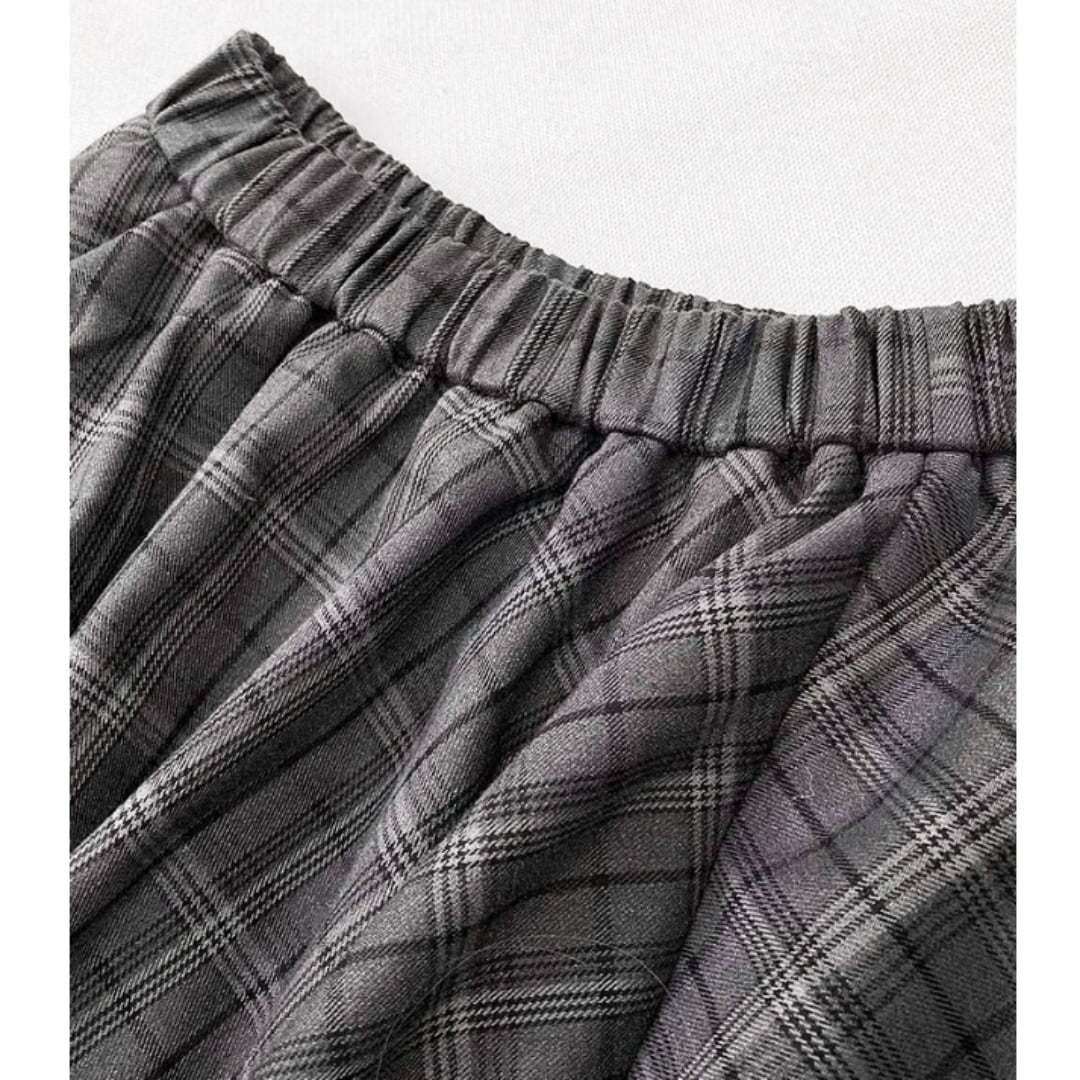 Layered check skirt E7023