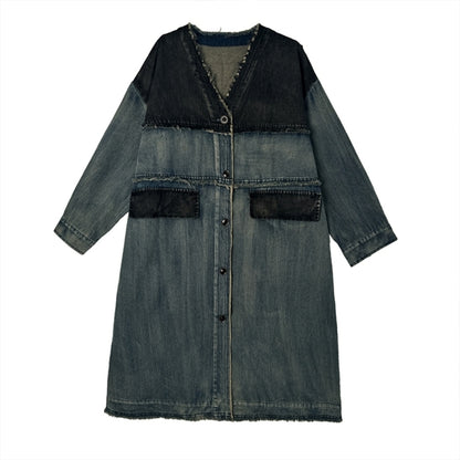 V neck denim coat D0068
