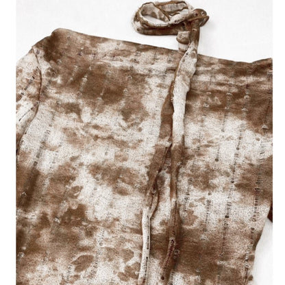 Tie dye pattern long sleeve tops E7012