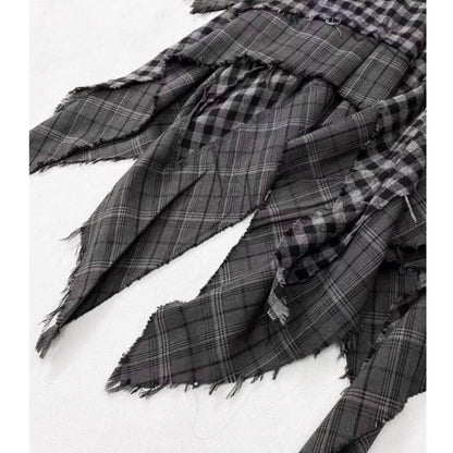 Layered check skirt E7023