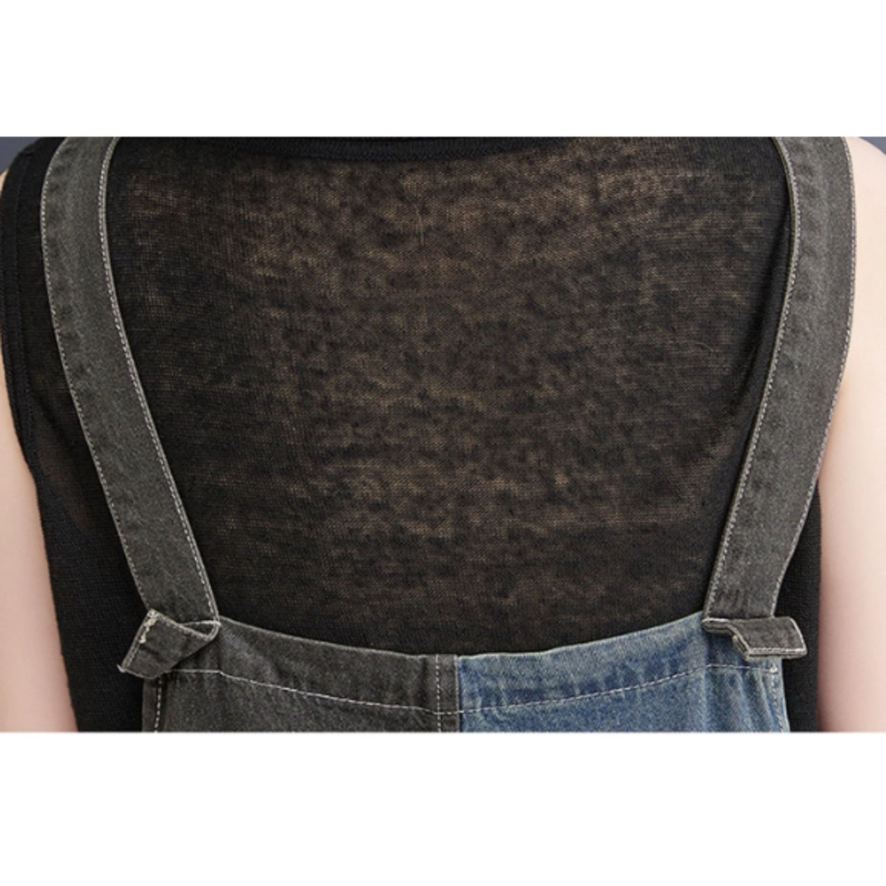 Mixed material overalls D0082