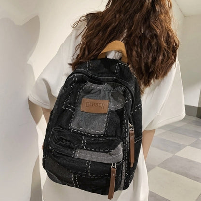 Patchwork Denim Backpack D0035