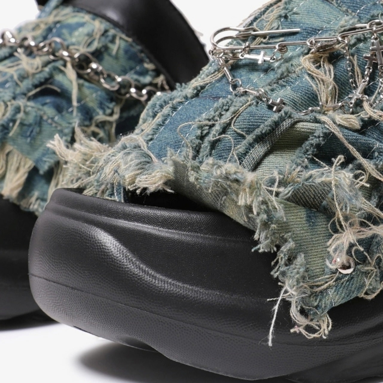 Asymmetric design denim sandals D0104