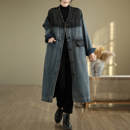 V neck denim coat D0068