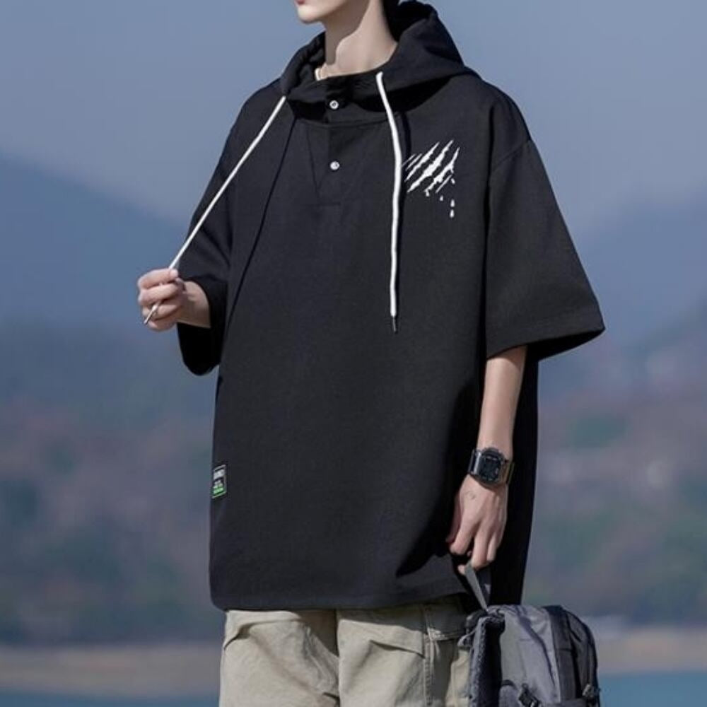 Pullover short sleeve hoodie HL2558