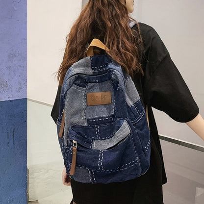 Patchwork Denim Backpack D0035