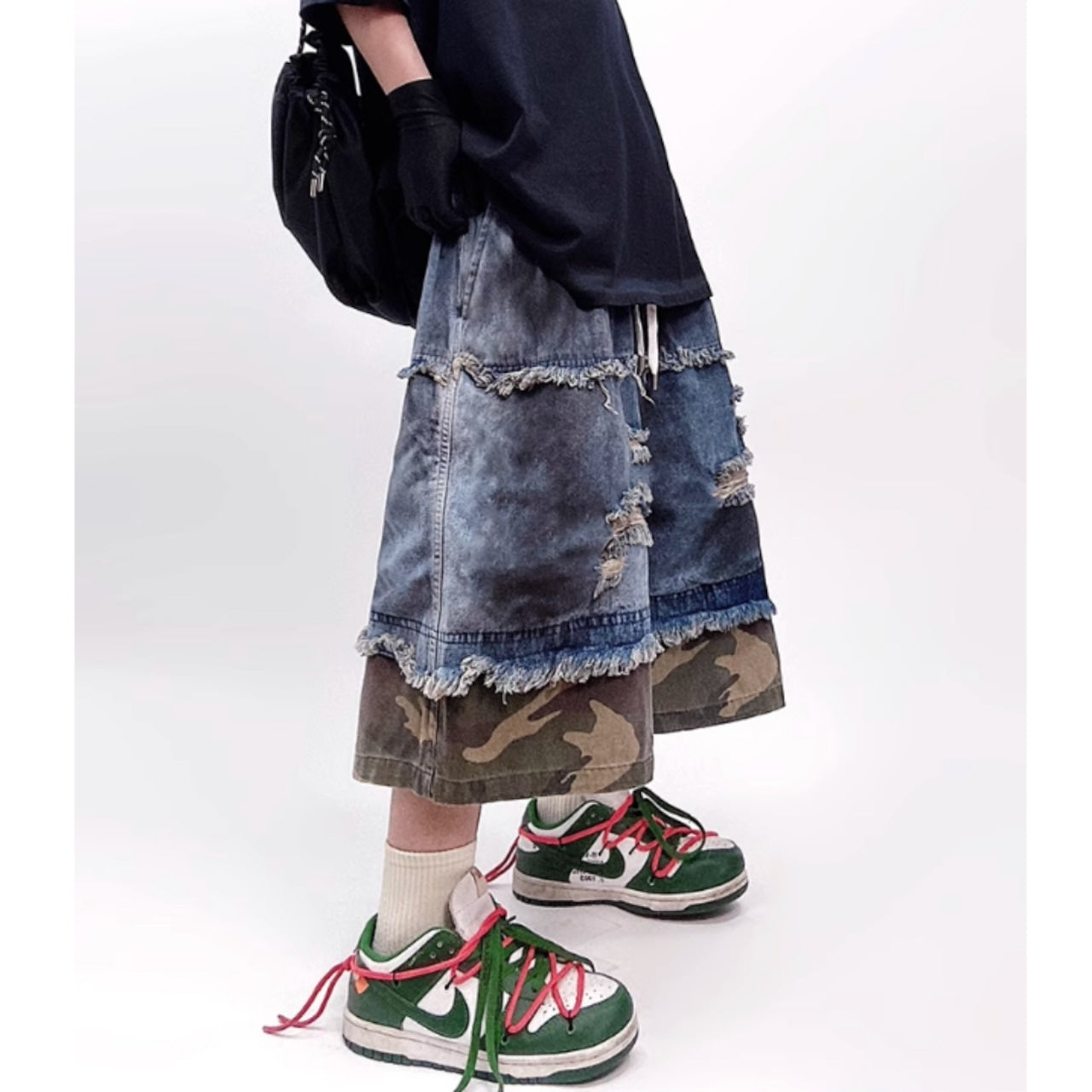 Wide leg cropped denim jeans D0099