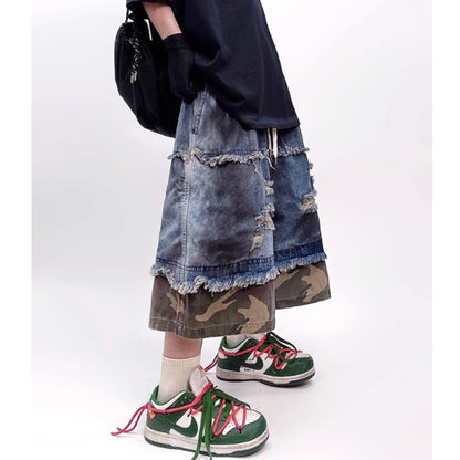 Wide leg cropped denim jeans D0099