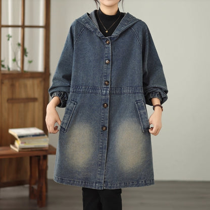 Hooded denim coat D0075
