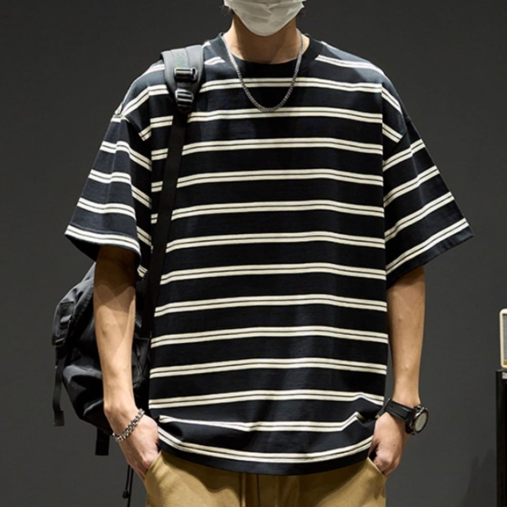 Round neck border T-shirt HL2575