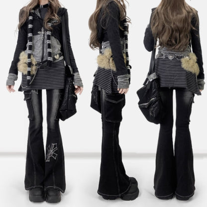 Fake layered hoodie E7022