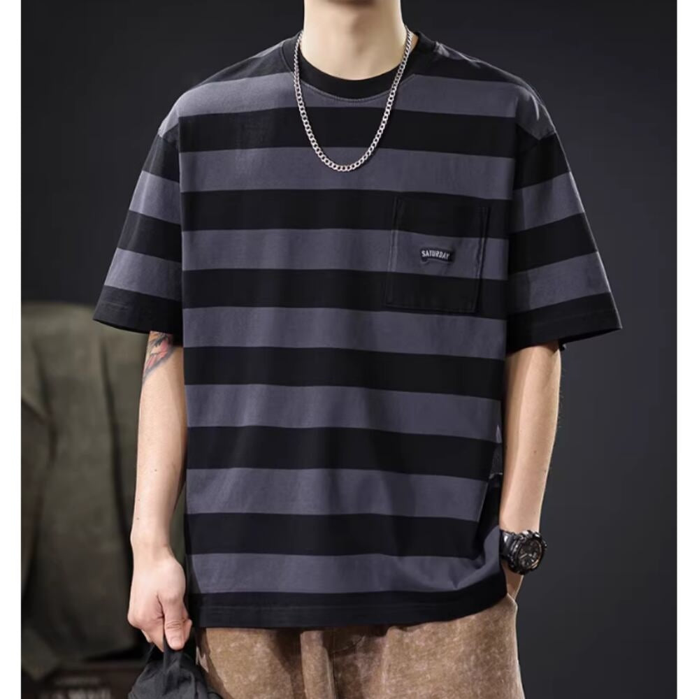 ポケットデザインボーダーTシャツ HL2578