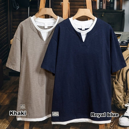 Faux layered casual tops HL2556