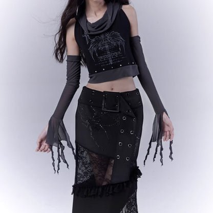 Sleeveless tops with arm warmers E7032