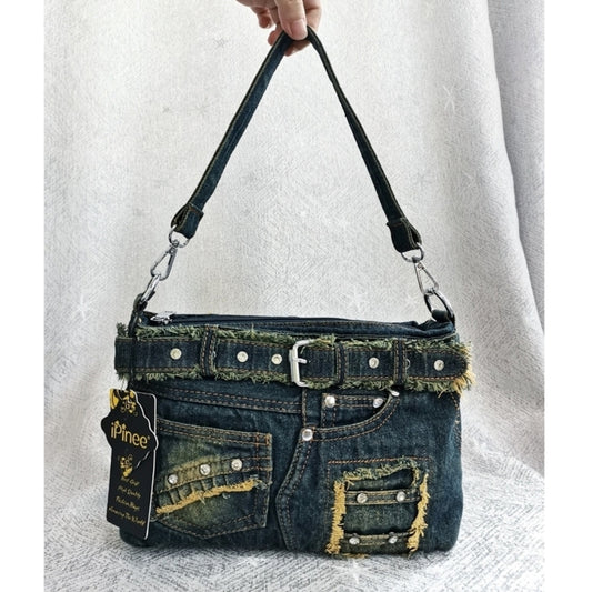 Belt Design Denim Bag D0041