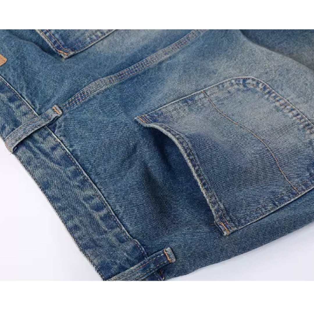 Washed Blue Straight Denim Jeans HL1991