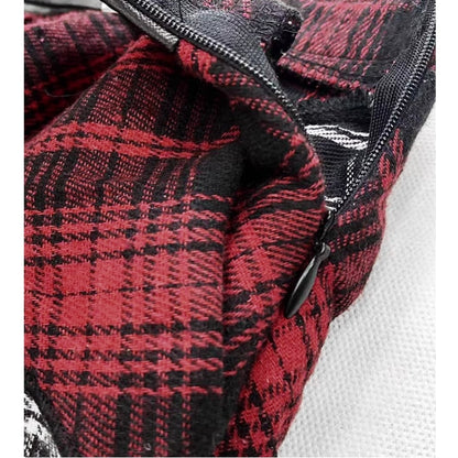 Irregular hem check miniskirt E7016