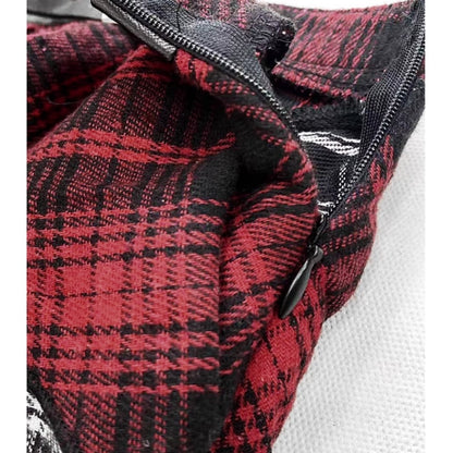 Asymmetric check skirt E7045