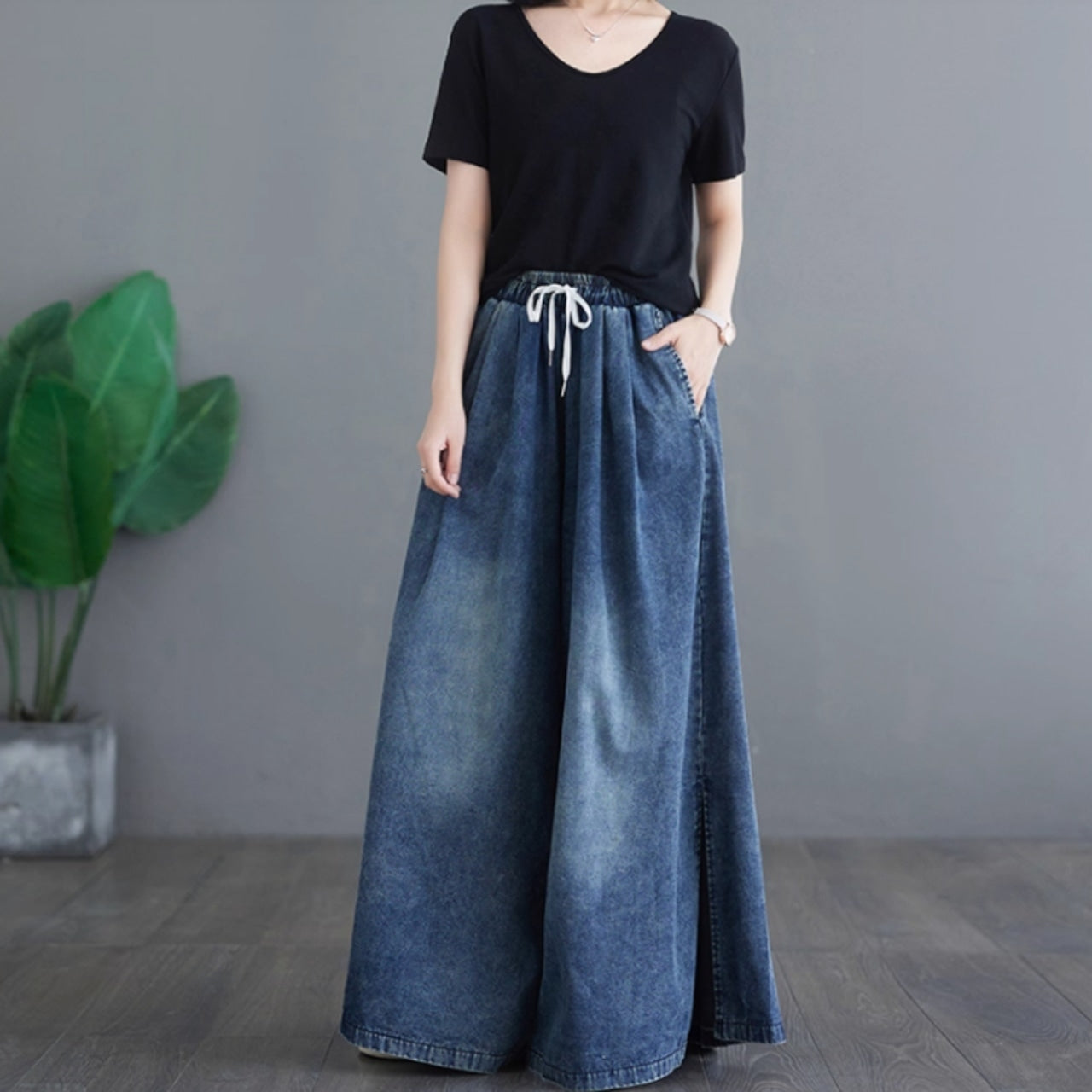 Wide baggy pants D0071