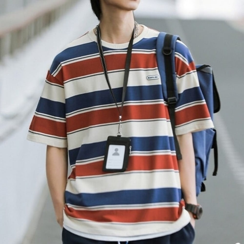 Round neck border T-shirt HL2580