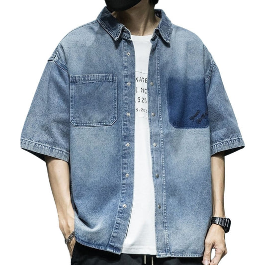 Washed Denim Short Sleeved Shirt HL1640