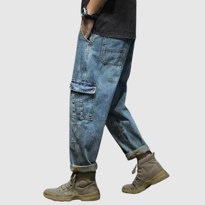 Side pocket washed denim jeans HL1912