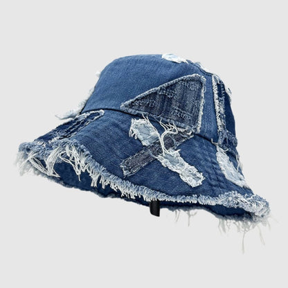 Patchwork denim hat D0051