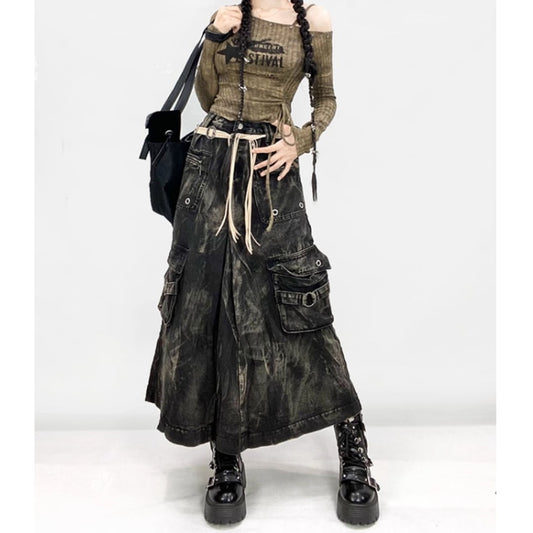 Black denim skirt E7007