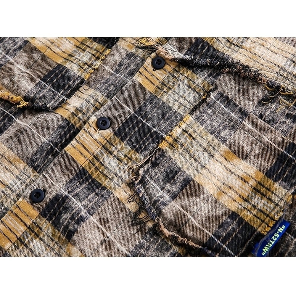 Damaged design check shirt HL2423