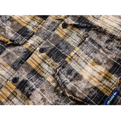 Damaged design check shirt HL2423