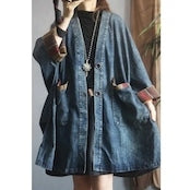 V neck denim coat D0096