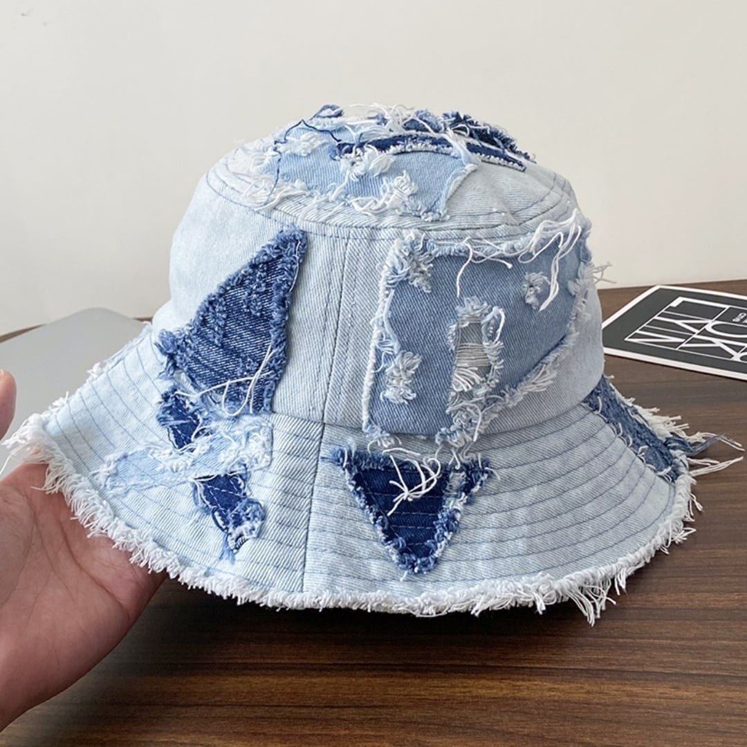 Patchwork denim hat D0051