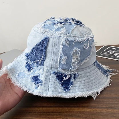 Patchwork denim hat D0051