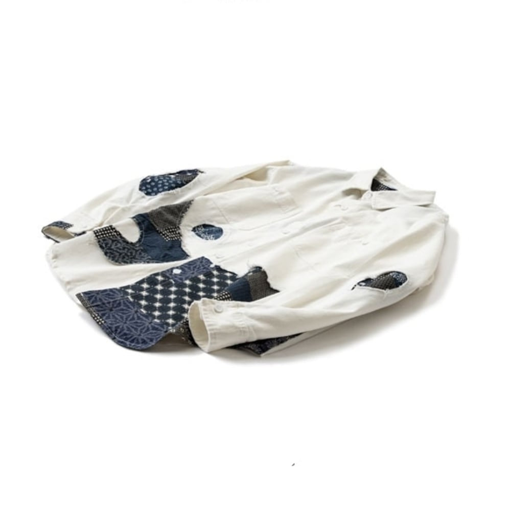 Patchwork white shirt HL2551