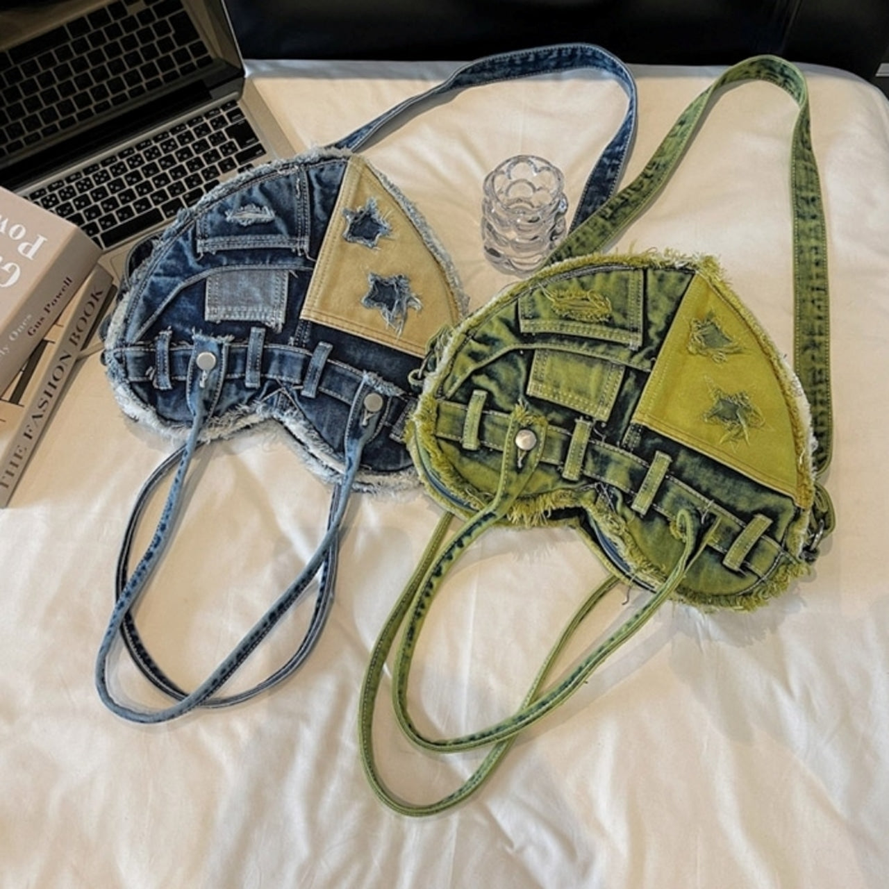 Heart Denim Tote Bag D0031