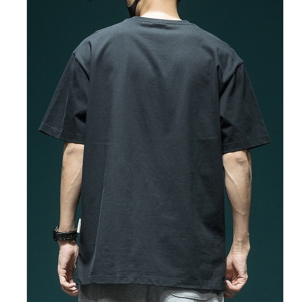 바이 컬러 짧은 슬리브 티셔츠 HL1643