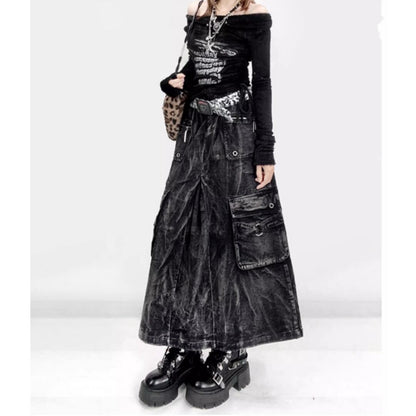 Black denim skirt E7007