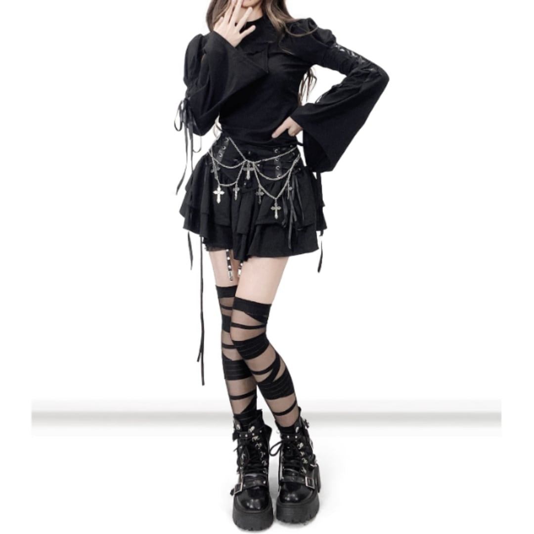 Long sleeve gothic tops E7027