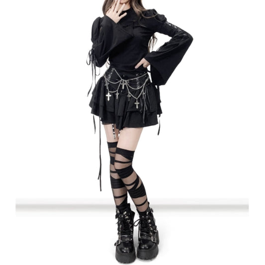 Long sleeve gothic tops E7027